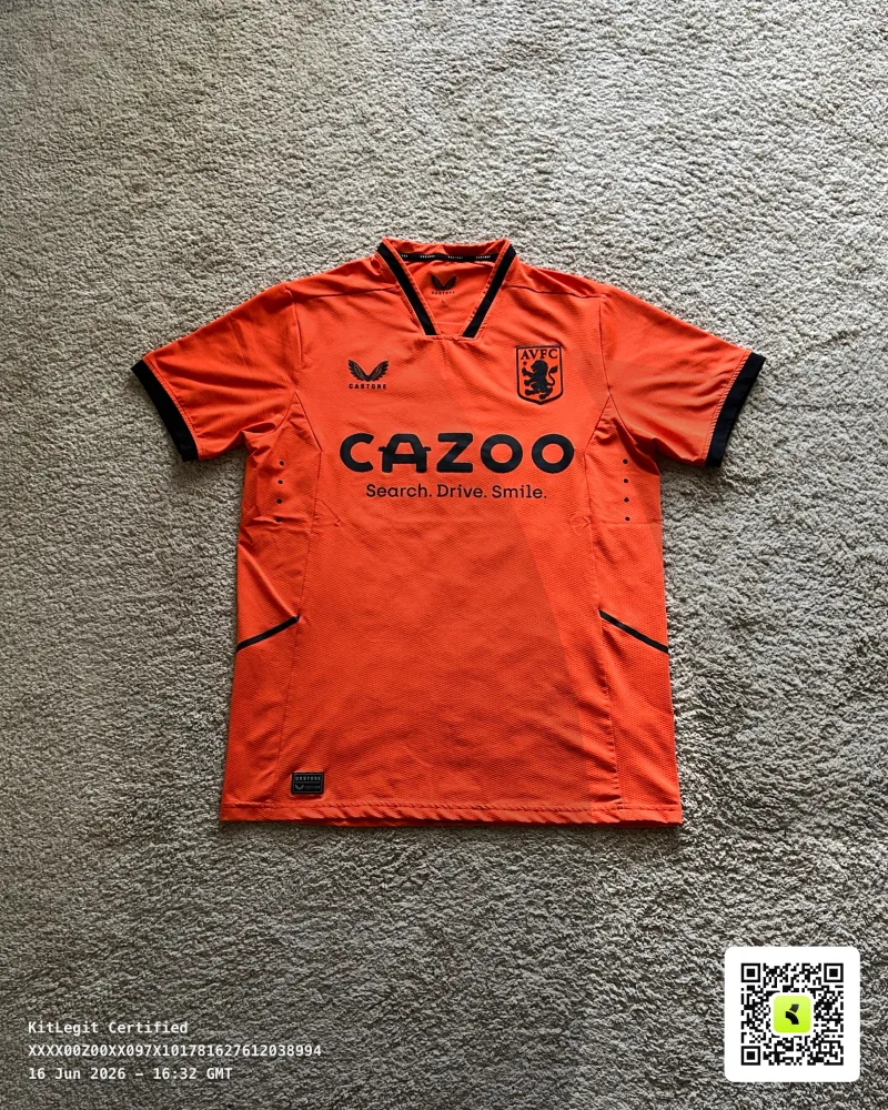 Front view of Aston Villa 2022/23 Castore Away Goalkeeper Shirt (Cazoo) - Men's Large