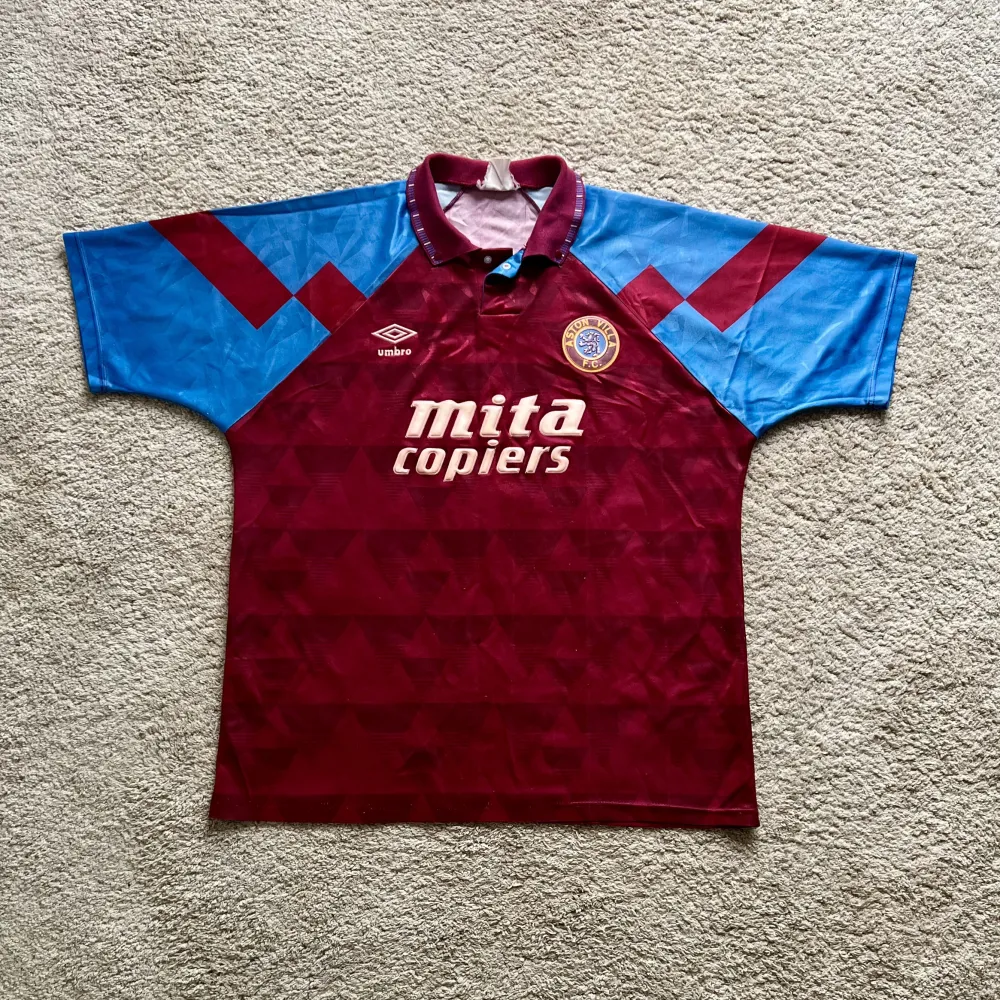 Front view of Aston Villa 1990-92 Umbro Home Shirt (Mita Copiers) - Men's Large