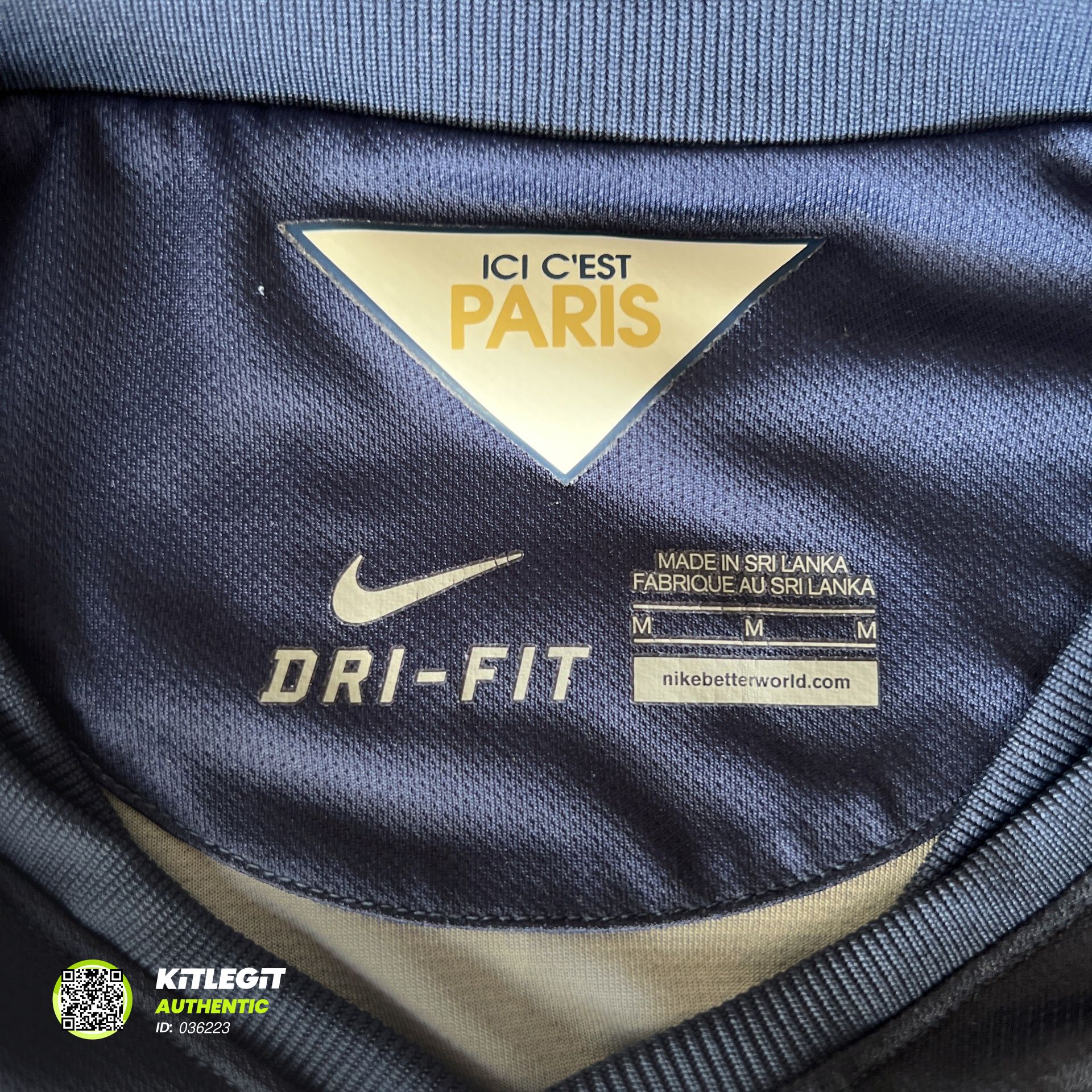 Authenticity evidence image of PSG 2014/15 Nike Home Shirt (Fly Emirates) - Men's Medium