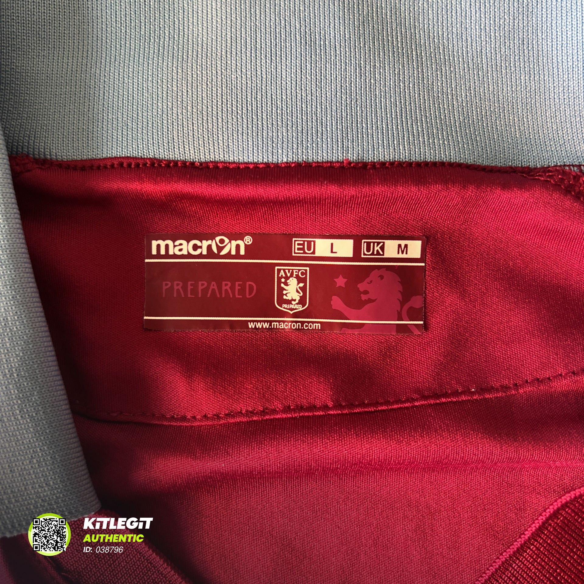 Authenticity evidence image of Aston Villa 2015/16 Macron Home Shirt (QuickBooks) - Men's Medium