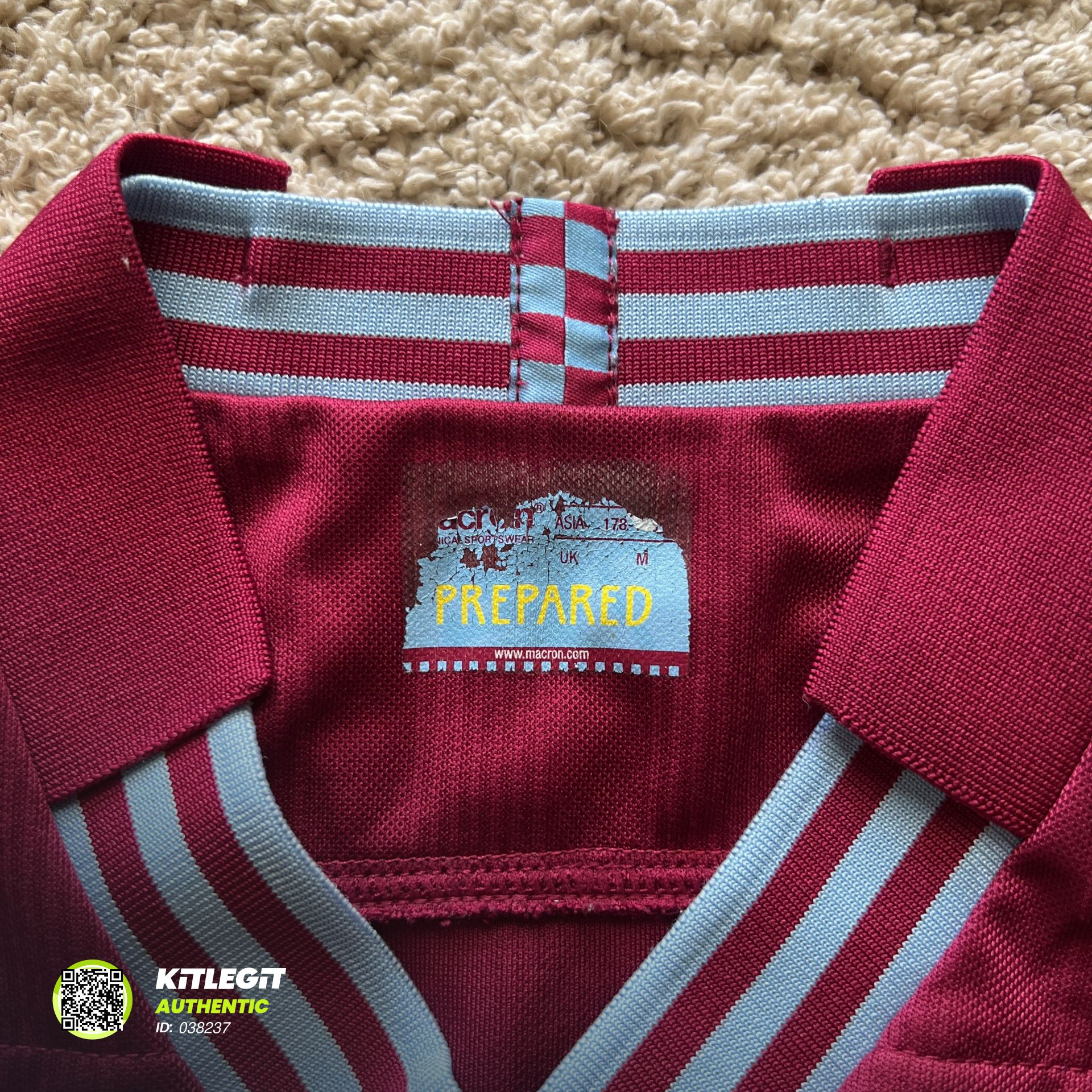 Authenticity evidence image of Aston Villa 2013/14 Macron Home Shirt (Dafabet) - Men's Medium