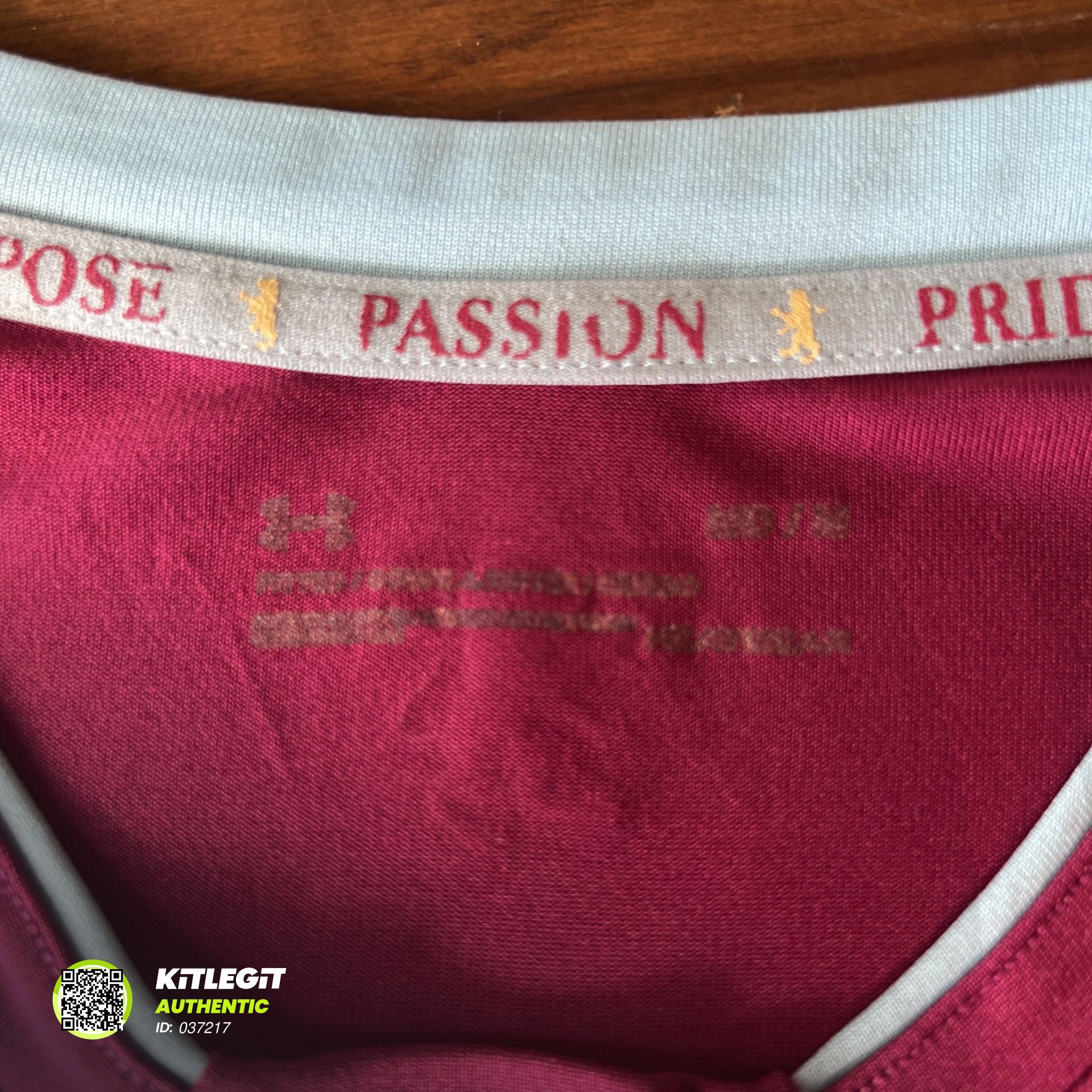 Authenticity evidence image of Aston Villa 2017/18 Under Armour Home Shirt - Men's Medium