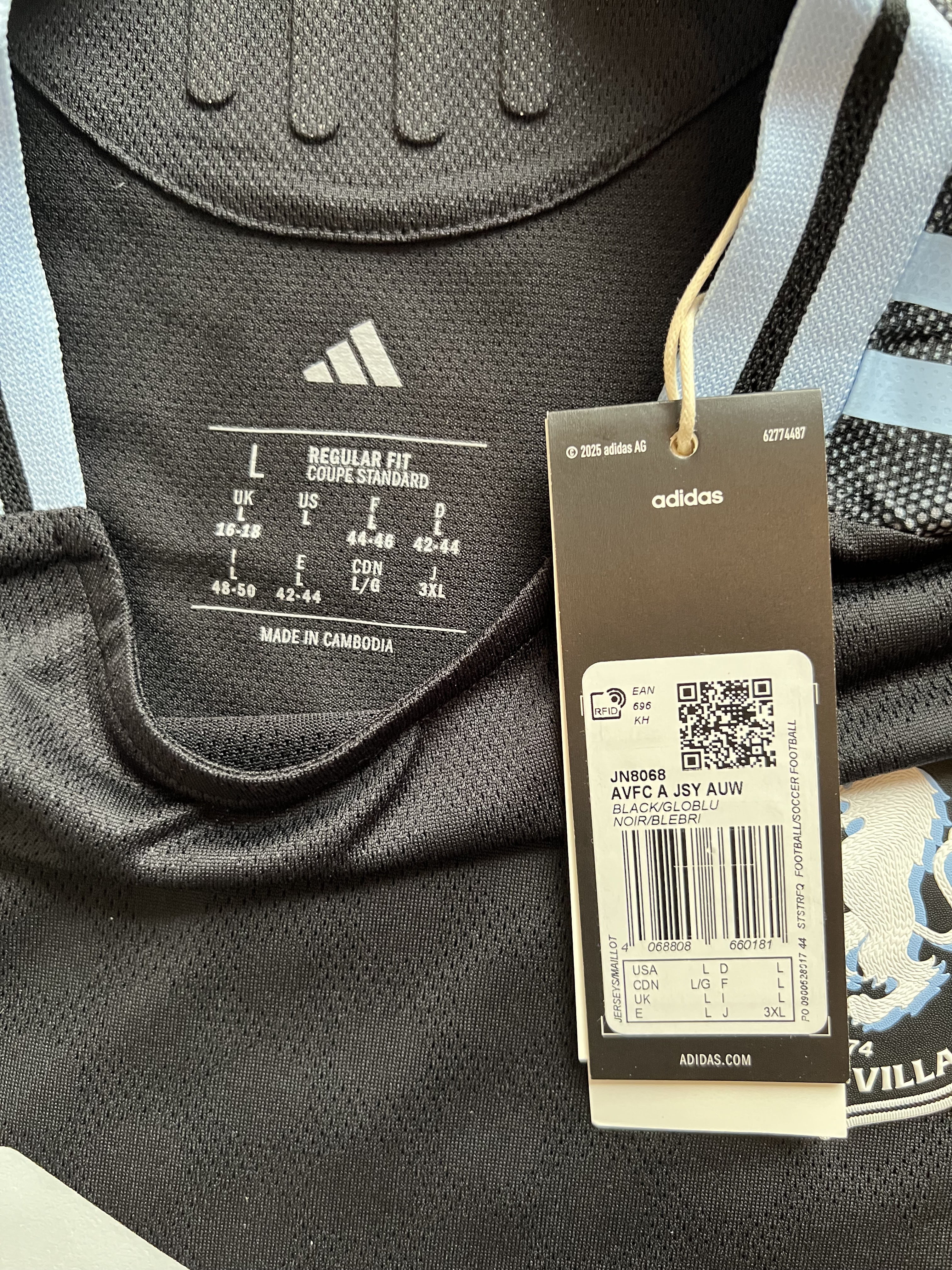 Authenticity evidence image of Aston Villa 2025/26 Adidas Away Pro Shirt (Kaizen Foundation) - Women's Large (16/18)
