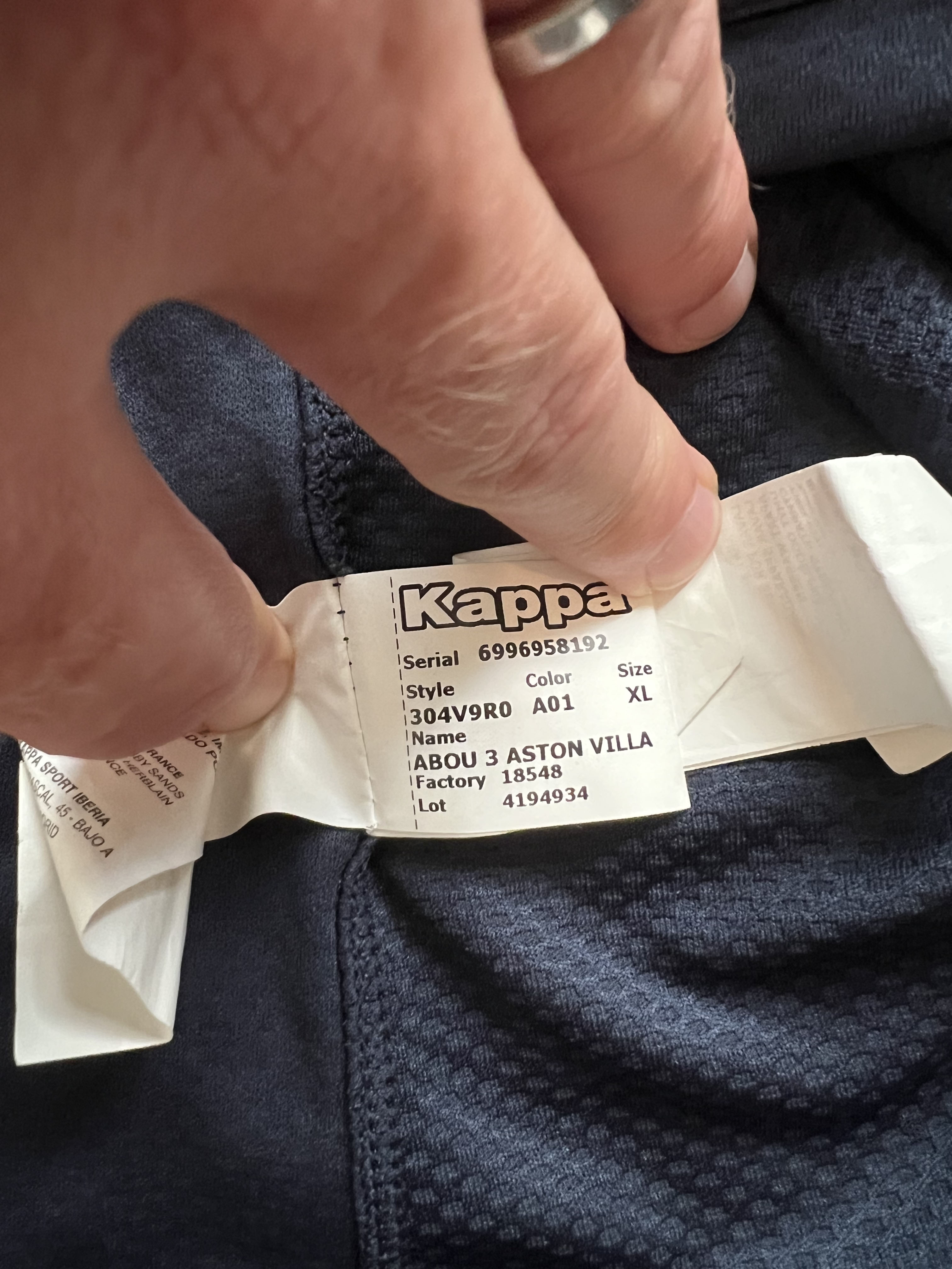 Authenticity evidence image of Aston Villa 2019/20 Kappa 4 Pre Match Match Worn Shirt (W88) - Men's XL
