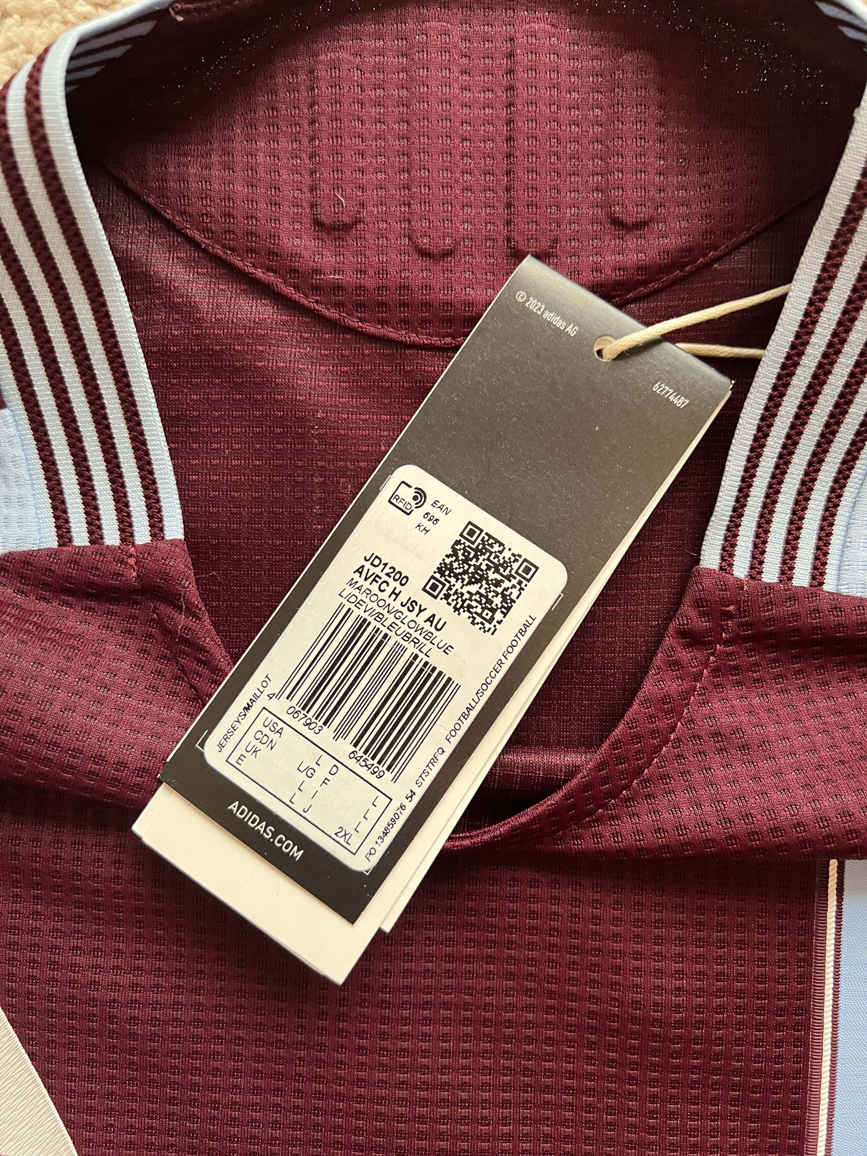 Authenticity evidence image of Aston Villa 2024/25 Adidas Home Pro Shirt - Men's Large