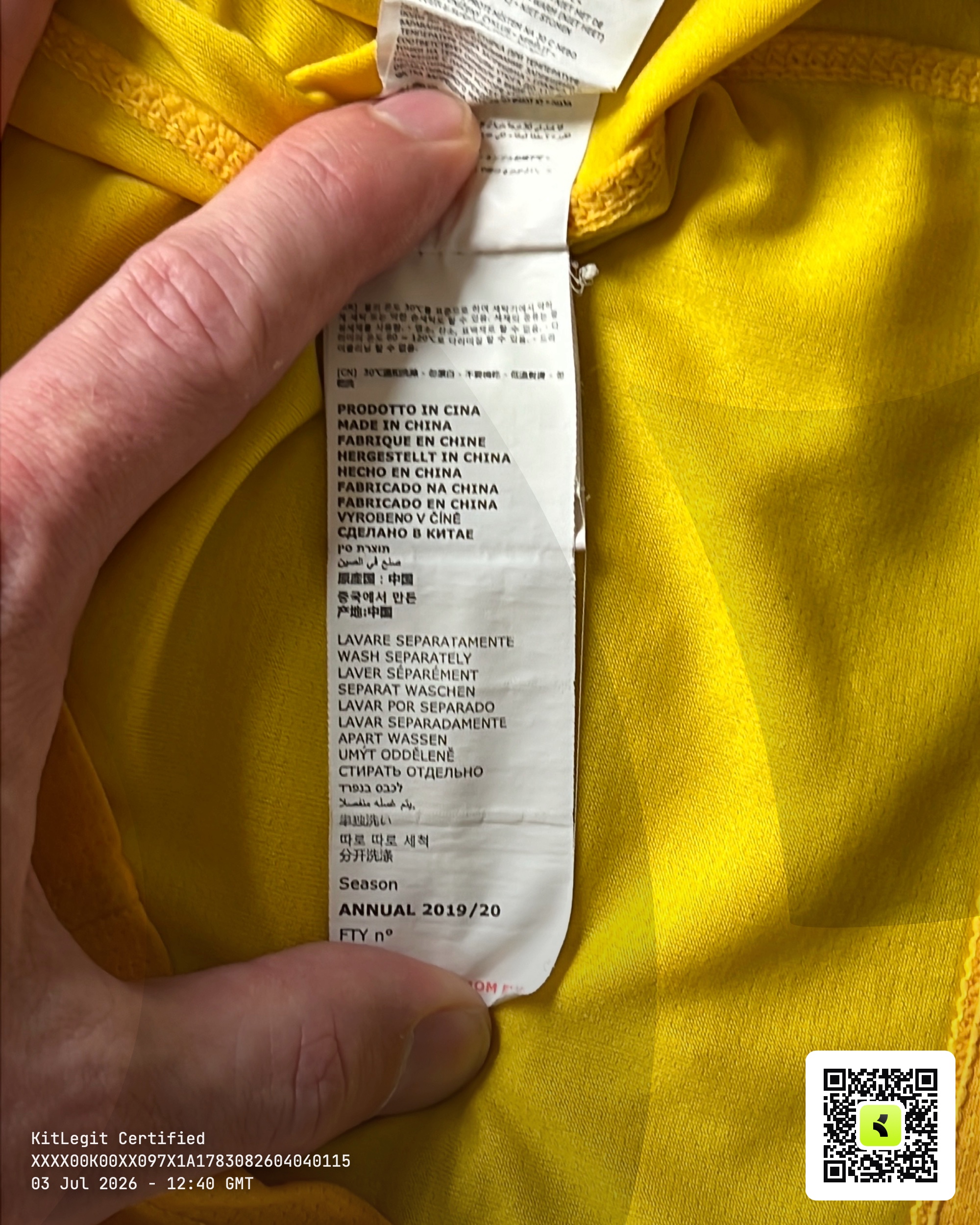 Authenticity evidence image of Aston Villa 2019/20 Kappa GK 2 Goalkeeper Shirt - Junior XXL