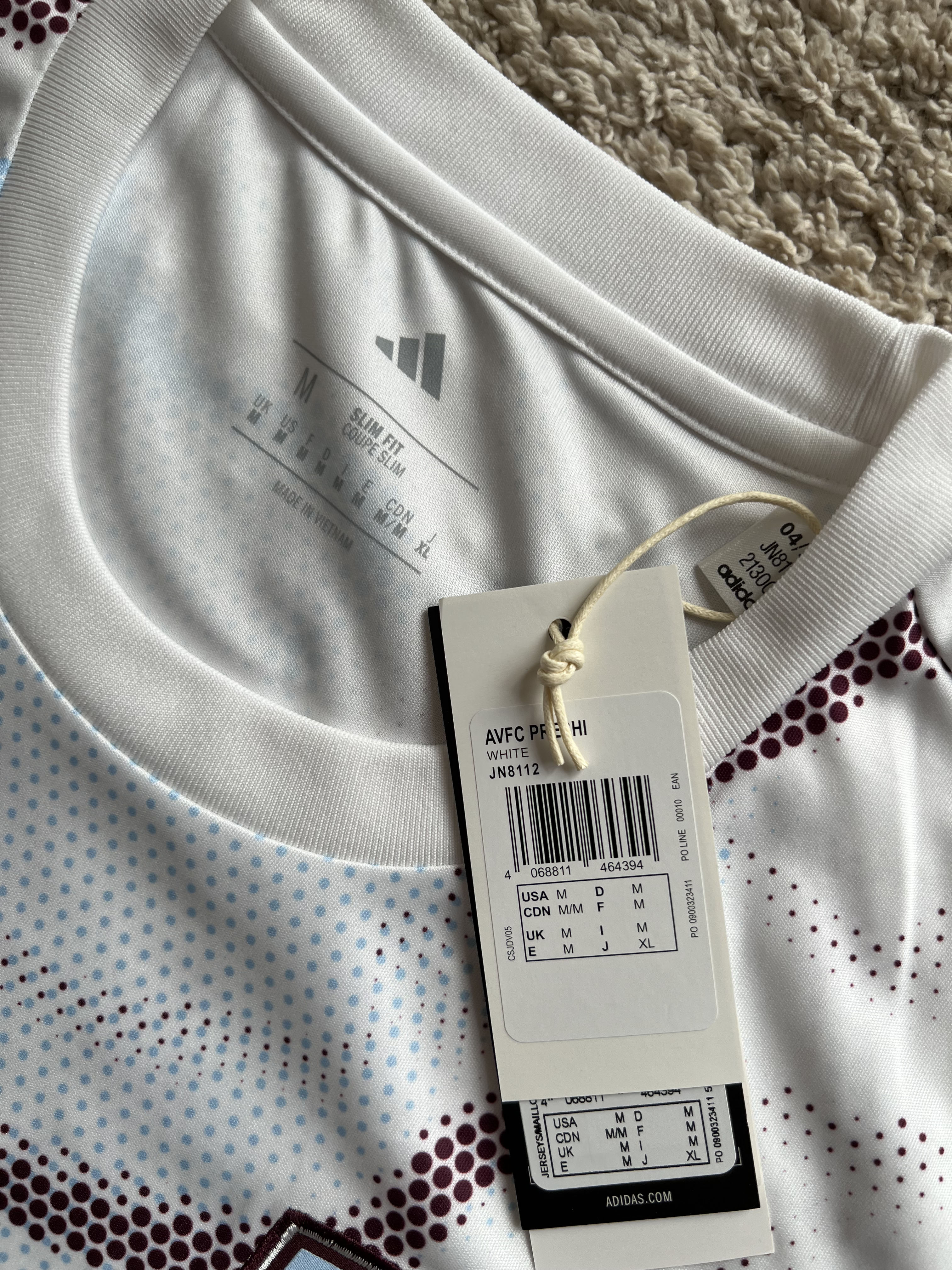 Authenticity evidence image of Aston Villa 2025/26 Adidas Pre-Match 1 Shirt - Men's Medium