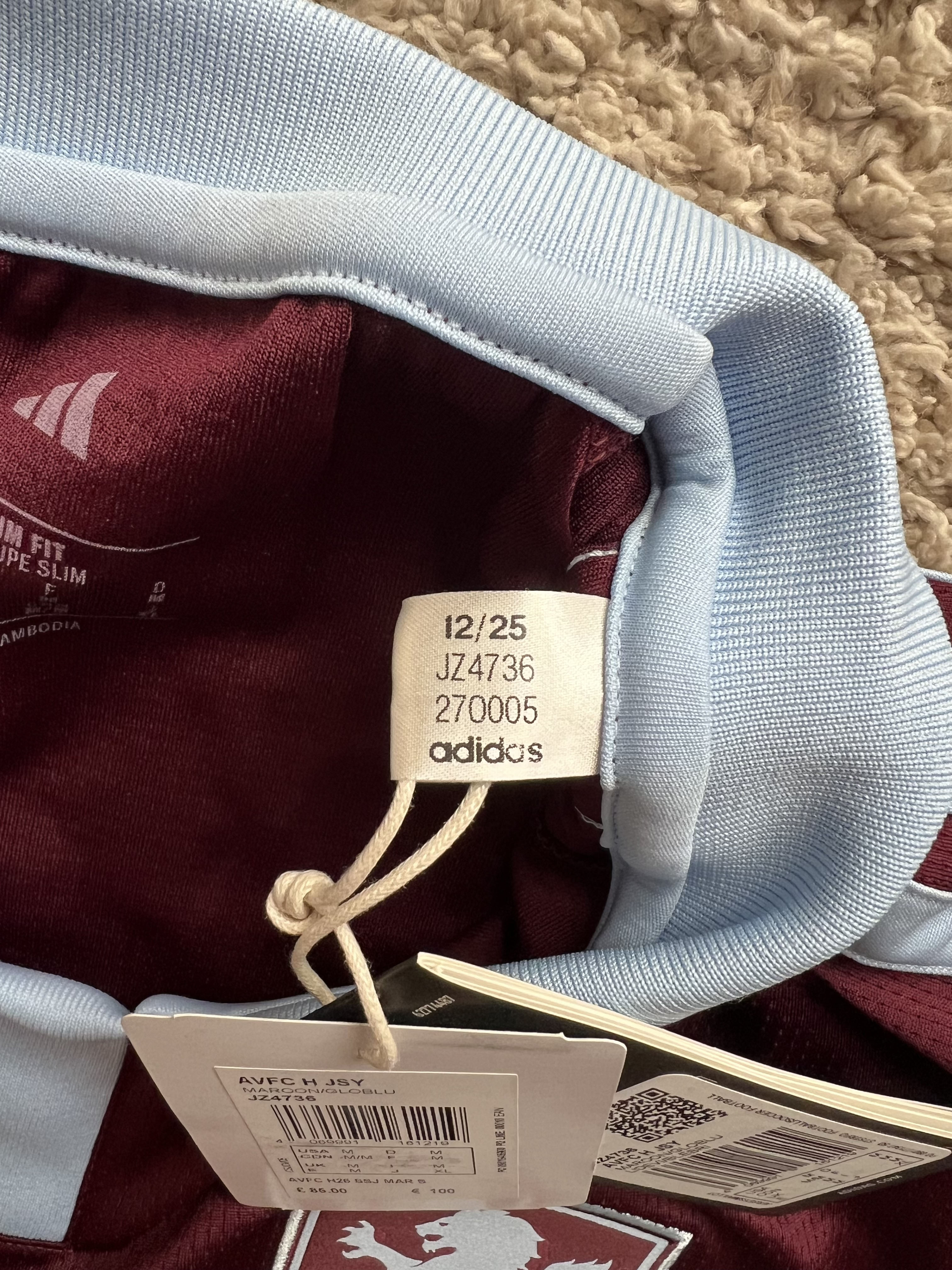 Authenticity evidence image of Aston Villa 2026/27 Adidas Home Shirt (Visit Rwanda) - Men's Medium