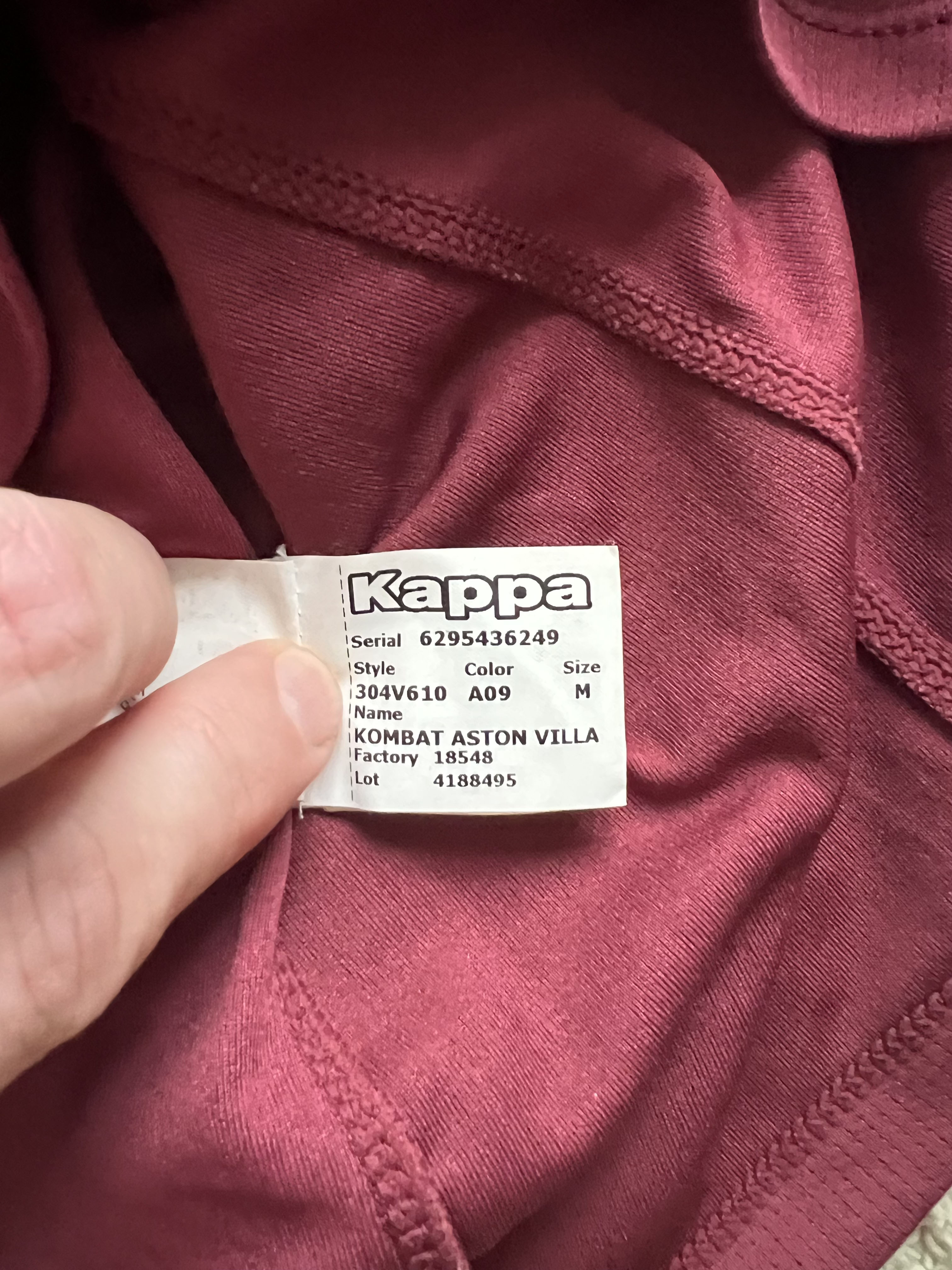 Authenticity evidence image of Aston Villa 2019/20 Kappa Home Shirt (W88) - Men's Medium