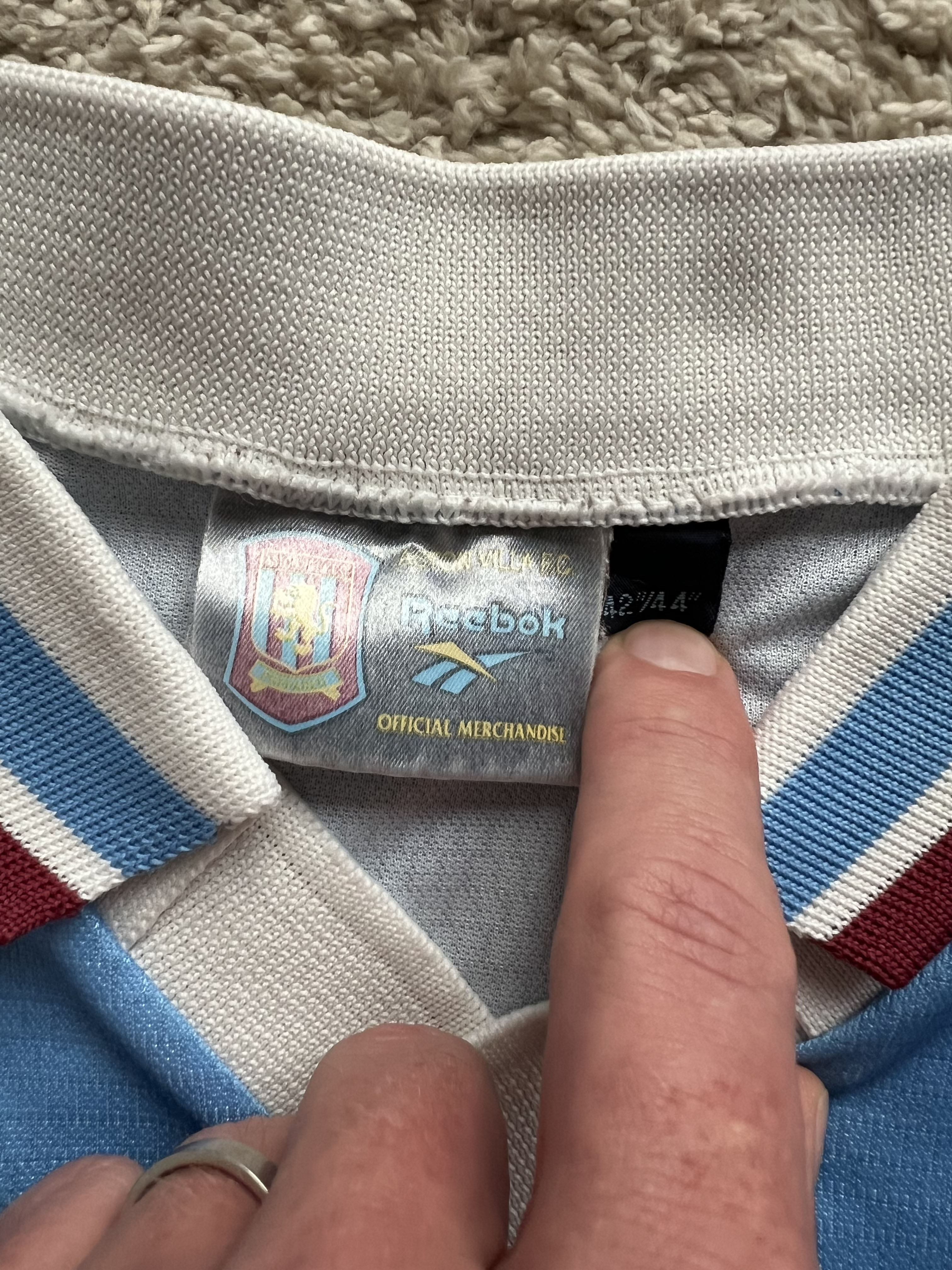 Authenticity evidence image of Aston Villa 1997/98 Reebok Away Shirt (AST Computers) - Men's Large