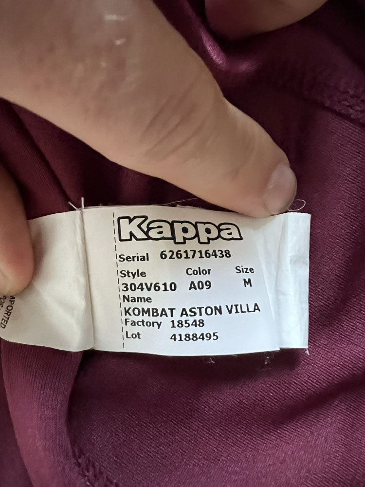 Authenticity evidence image of Aston Villa 2019/20 Kappa Home Shirt (W88) - Men's Medium