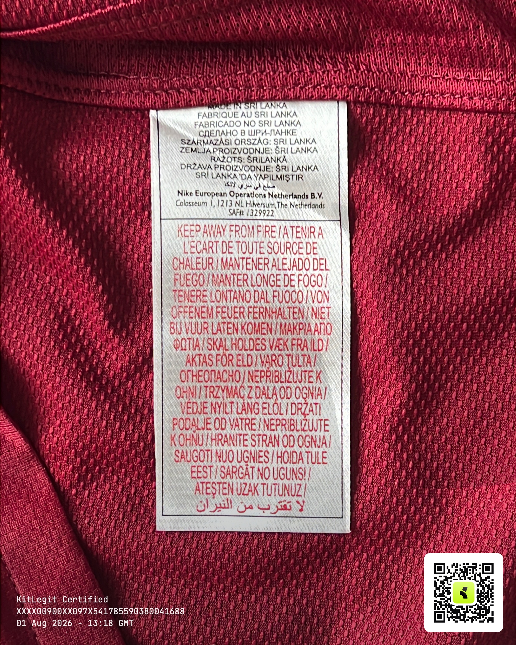 Authenticity evidence image of Aston Villa 2009/10 Nike Home Shirt (Acorns) - Men's Large