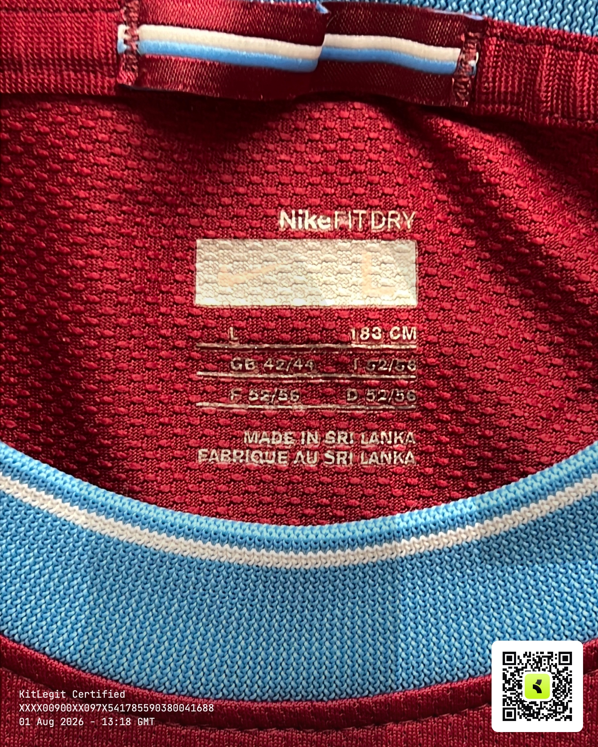 Authenticity evidence image of Aston Villa 2009/10 Nike Home Shirt (Acorns) - Men's Large