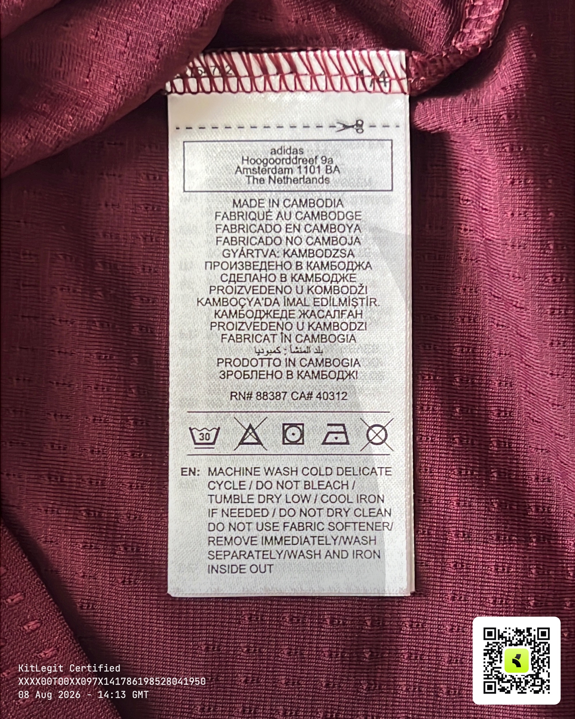 Authenticity evidence image of Aston Villa 2026/27 Adidas Home Pro Shirt - Men's Medium