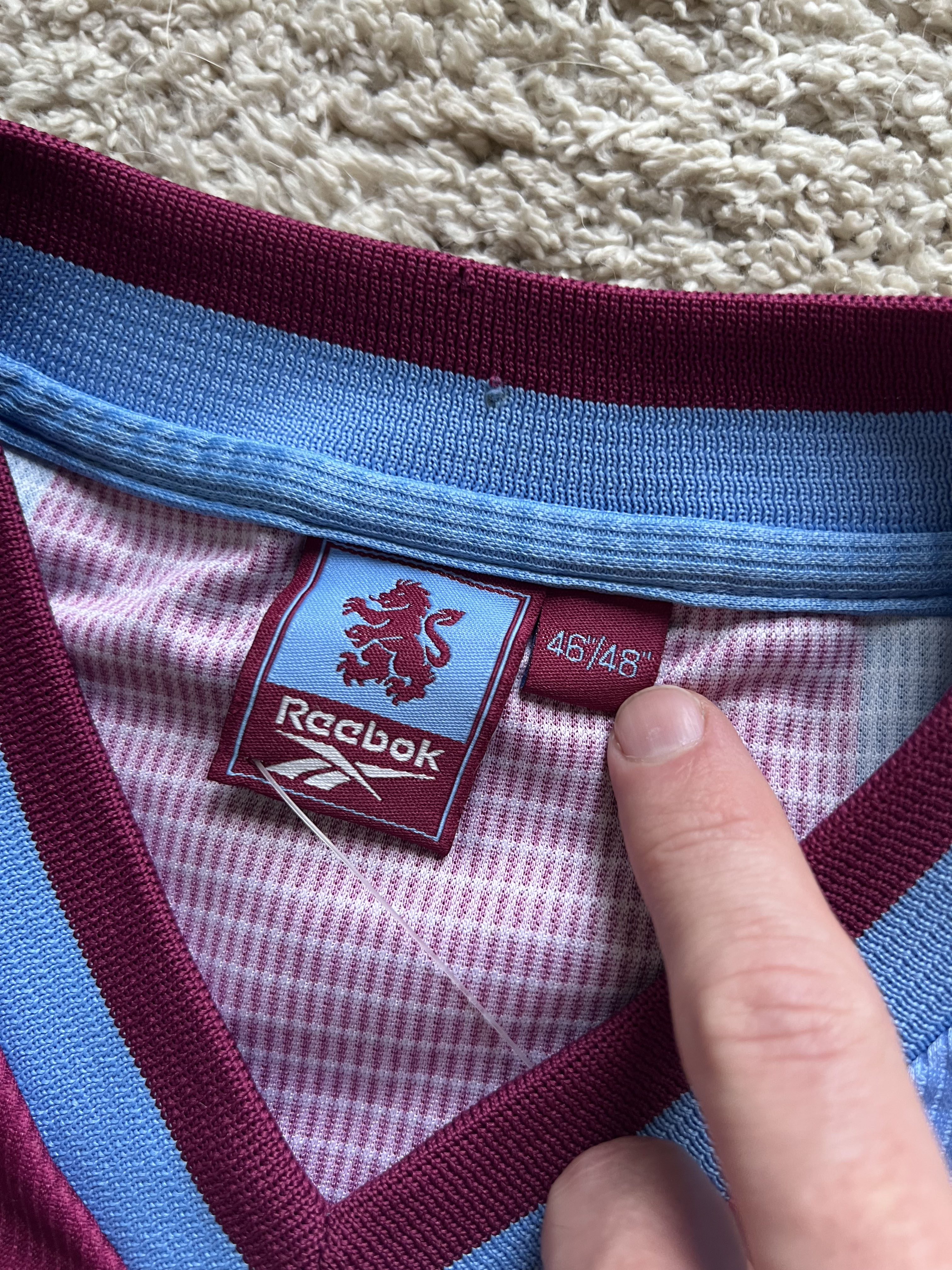 Authenticity evidence image of Aston Villa 1999/00 Reebok Home / FA Cup Shirt (LDV Vans) - Men's XL