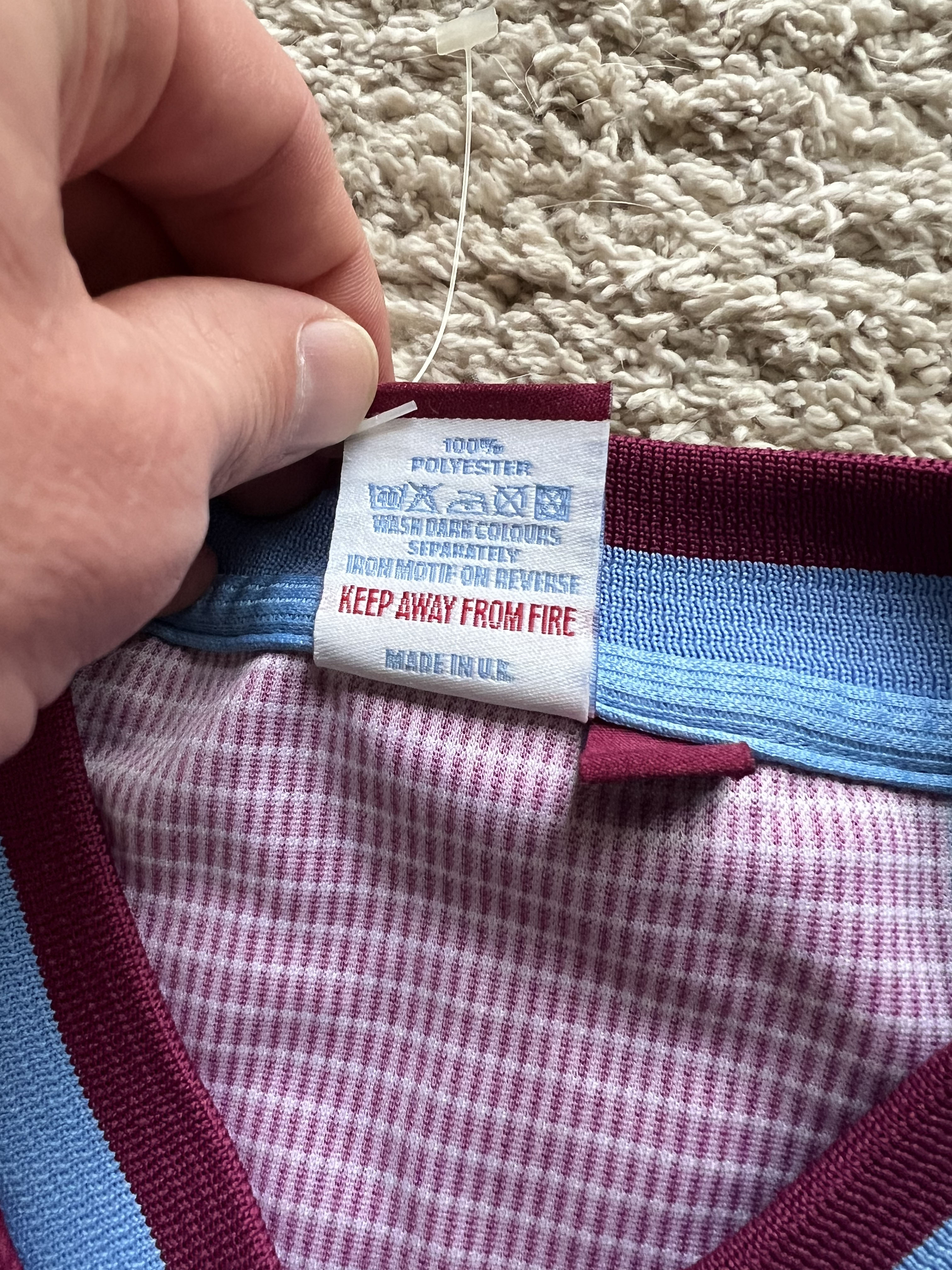 Authenticity evidence image of Aston Villa 1999/00 Reebok Home / FA Cup Shirt (LDV Vans) - Men's XL