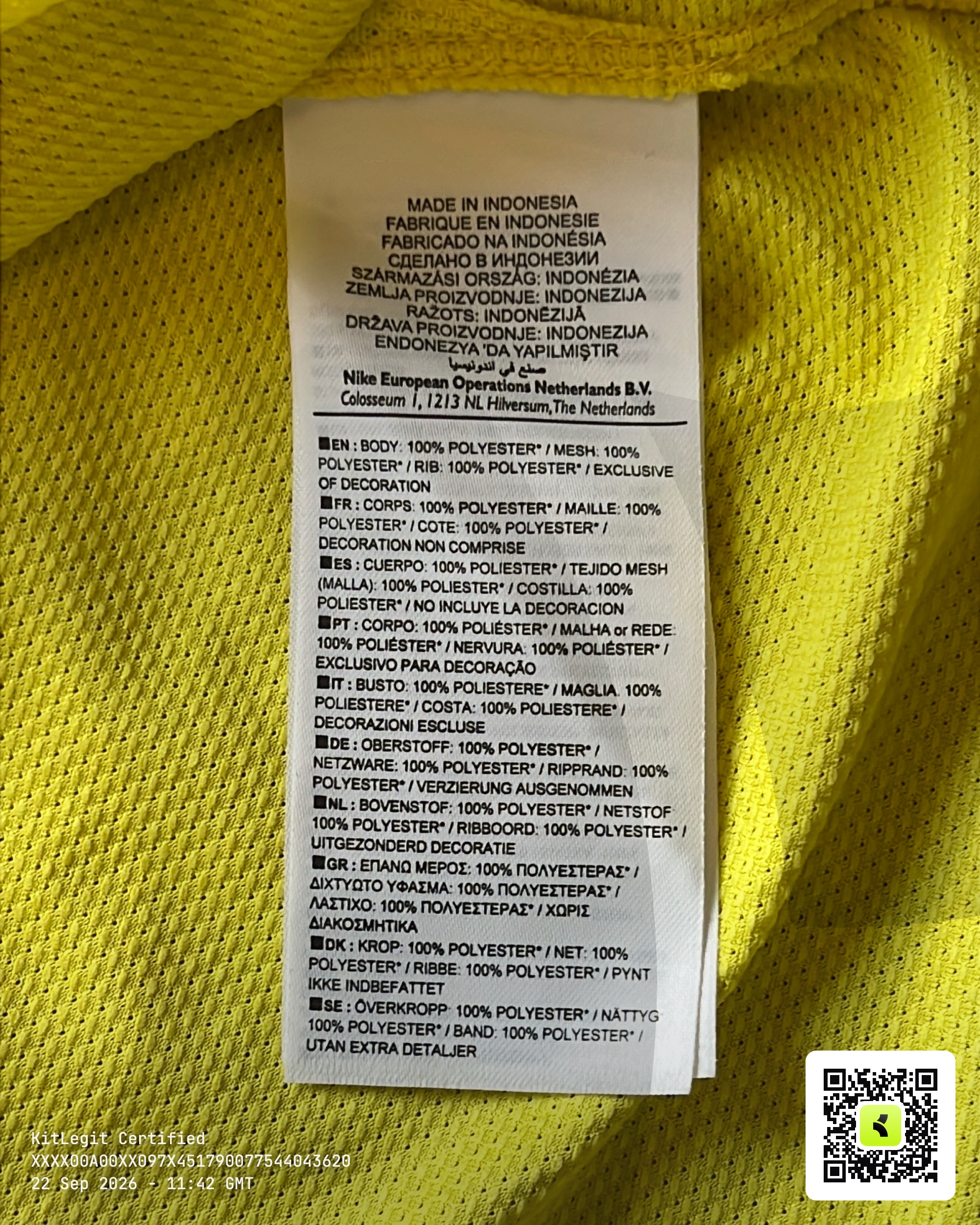 Authenticity evidence image of Aston Villa 2010/11 Nike Home Goalkeeper Shirt - Men's Medium