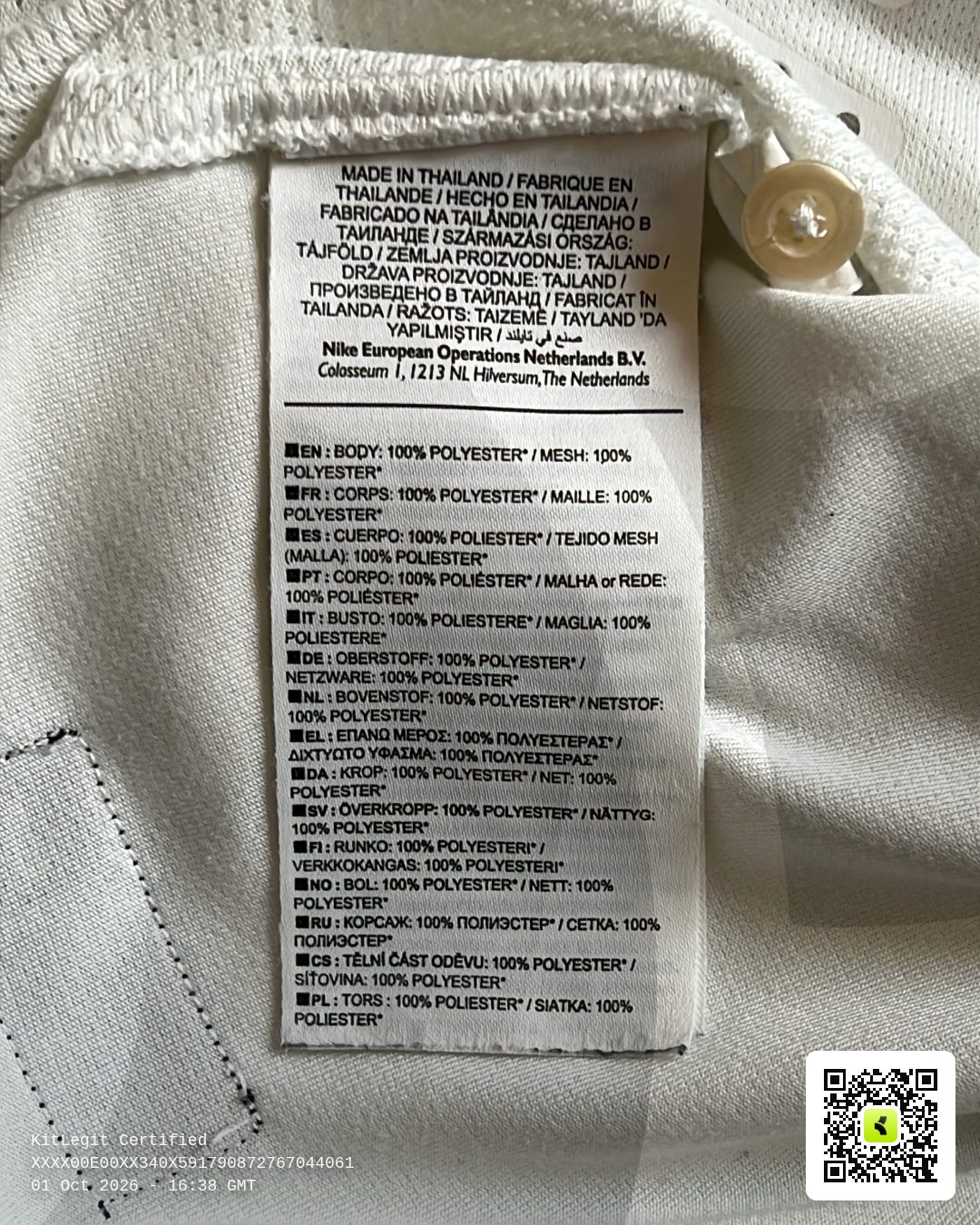 Authenticity evidence image of Hibernian 2014-16 Nike Away / 3rd Shirt - Men's Large