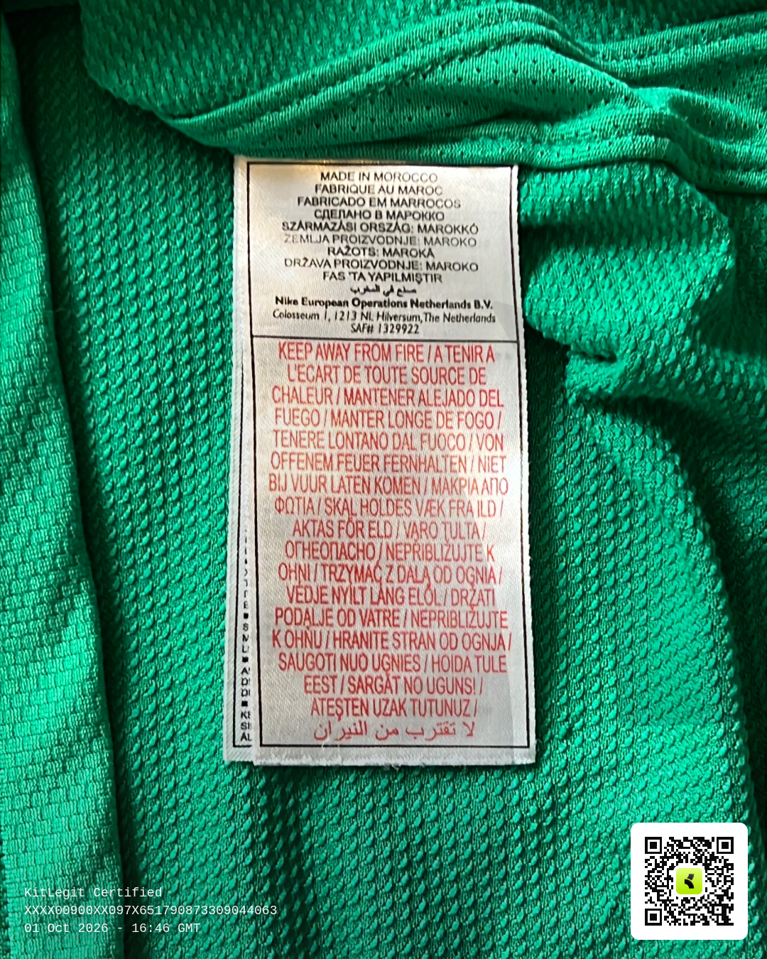 Authenticity evidence image of Aston Villa 2009/10 Nike GK 2 Goalkeeper Shirt (Acorns) - Junior XL