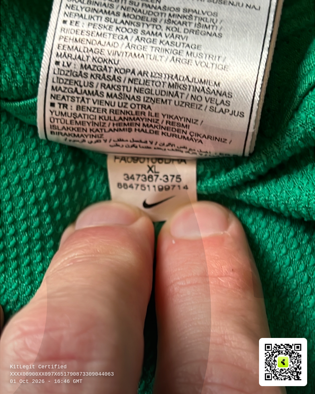 Authenticity evidence image of Aston Villa 2009/10 Nike GK 2 Goalkeeper Shirt (Acorns) - Junior XL