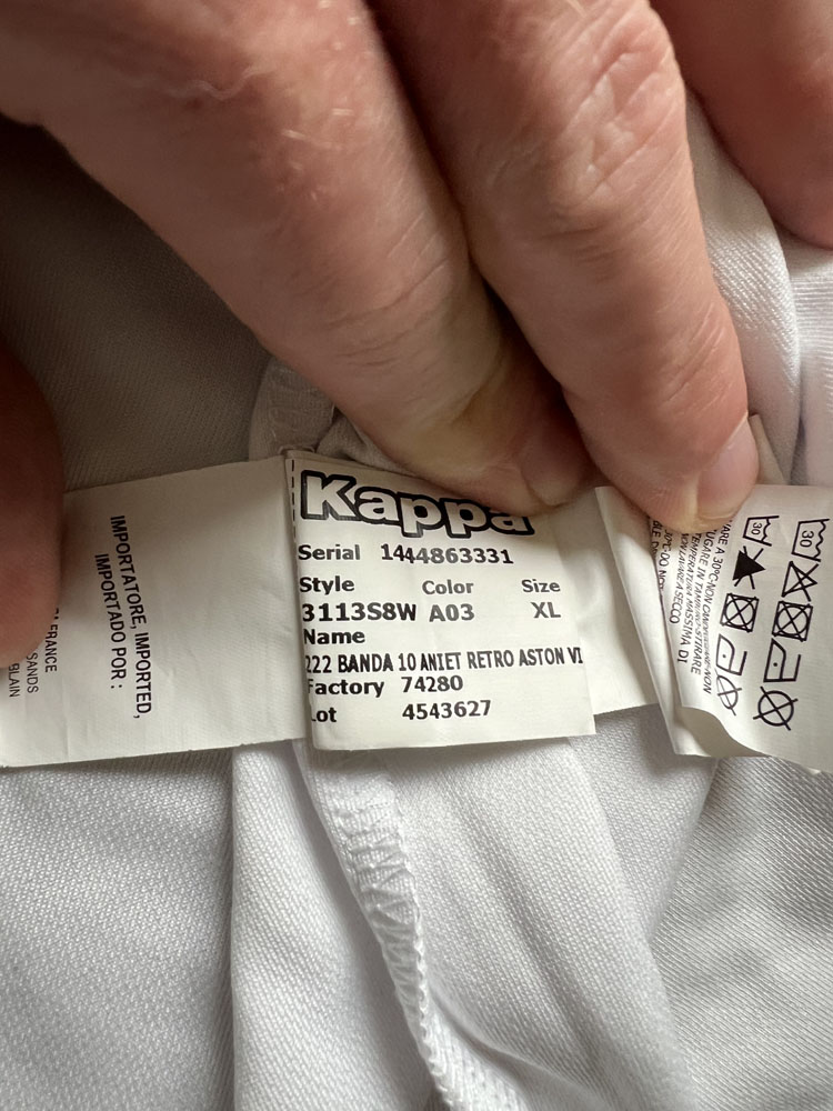 Authenticity evidence image of Aston Villa 2019/20 Kappa Travel Special Edition Shirt - Men's XL
