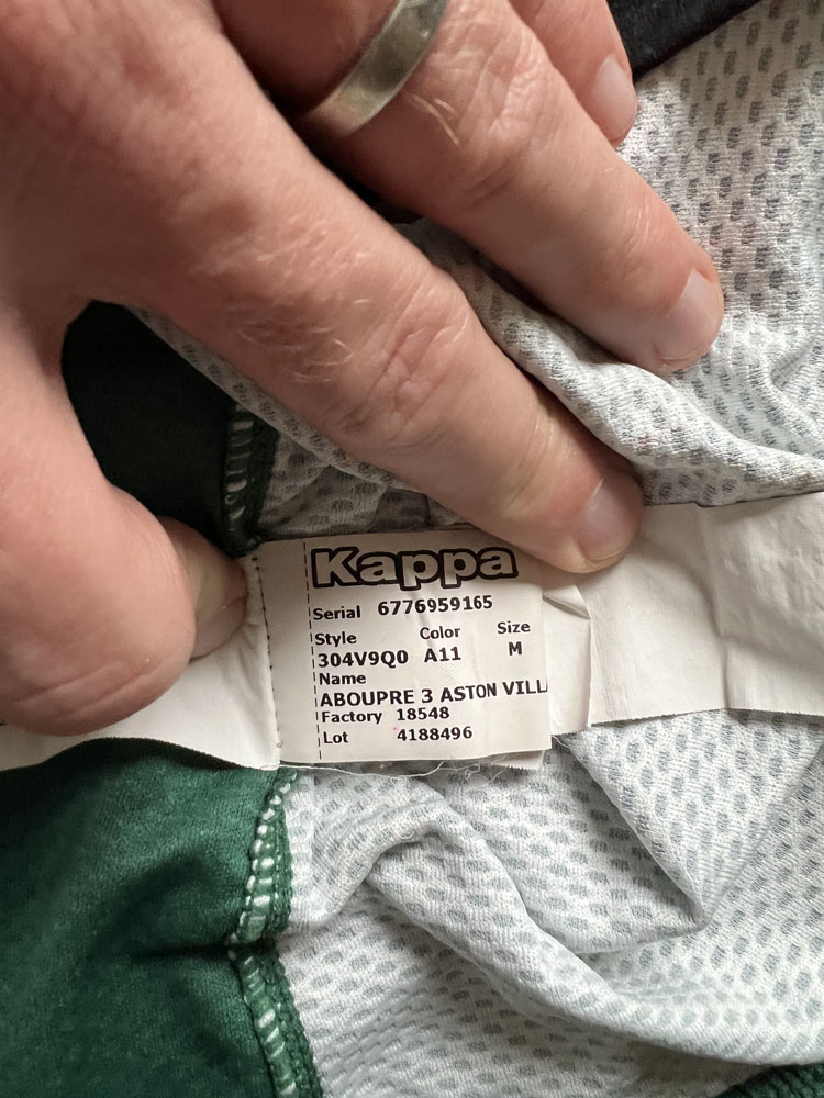Authenticity evidence image of Aston Villa 2019/20 Kappa Pre-Match 5 Shirt (W88) - Men's Medium
