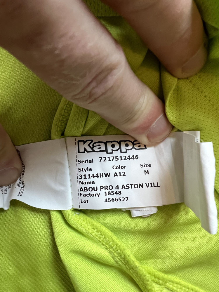 Authenticity evidence image of Aston Villa 2020/21 Kappa Training 6 Shirt (Cazoo) - Men's Medium