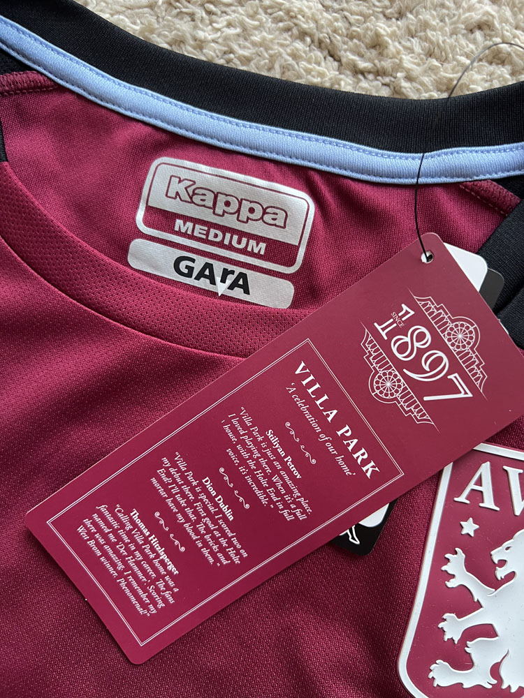 Authenticity evidence image of Aston Villa 2021/22 Kappa Training 2 Shirt (Cazoo) - Men's Medium