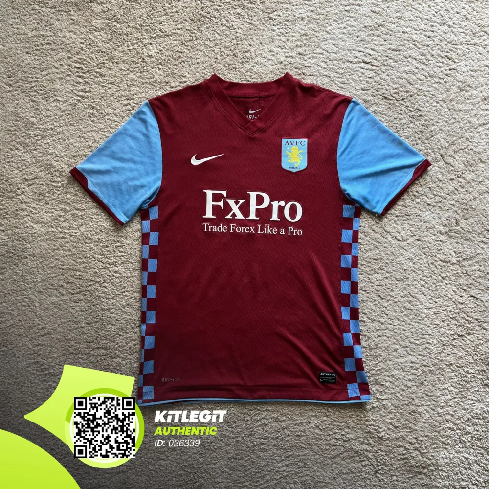 Front view of Aston Villa 2010/11 Nike Home Shirt (FX Pro) - Men's Medium