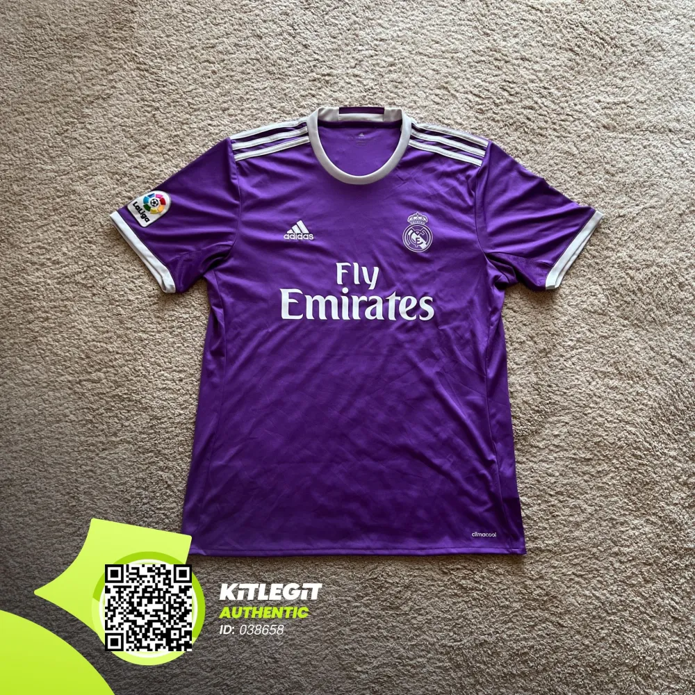 Front view of Real Madrid 2016/17 Adidas Away Shirt (Fly Emirates) - Men's Large