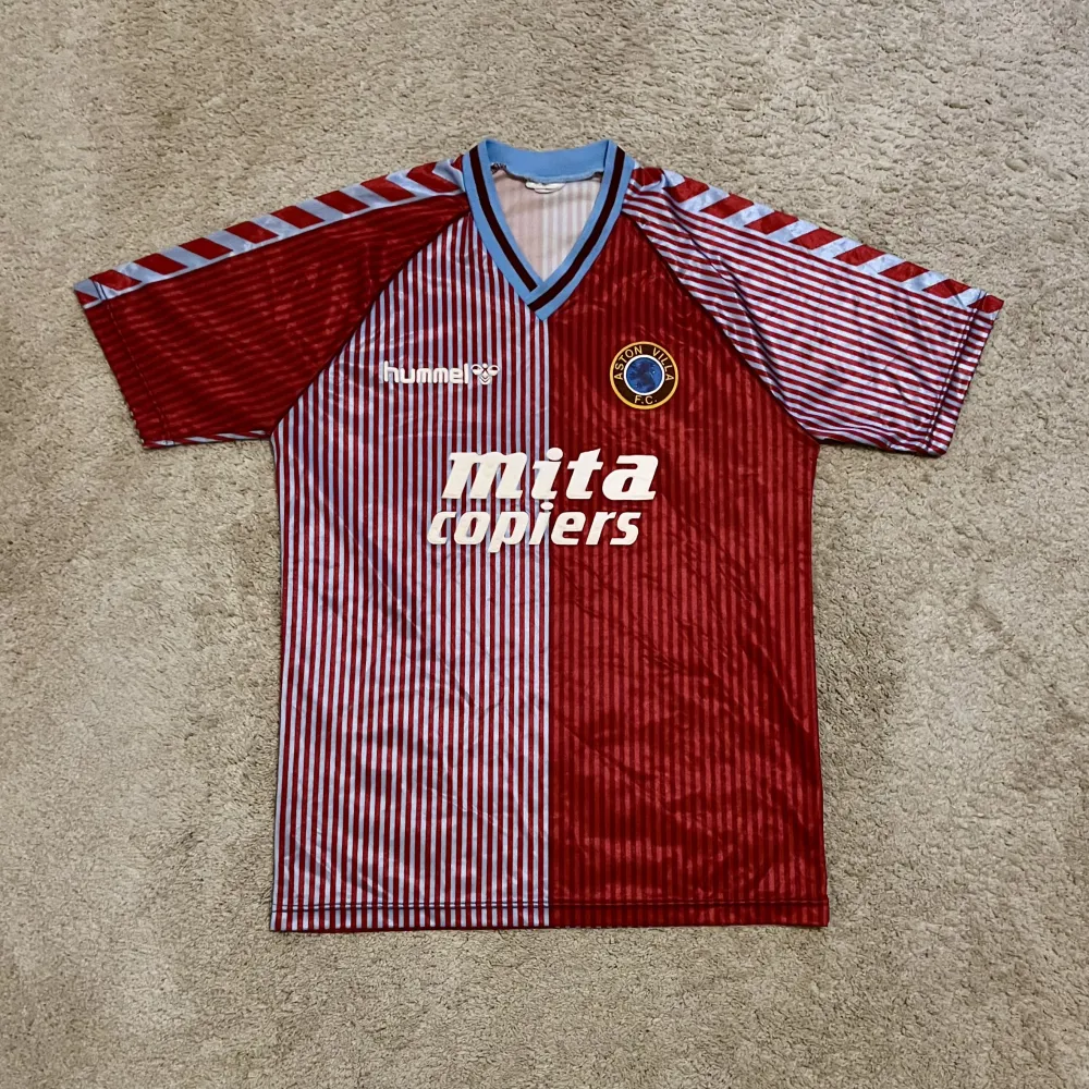 Front view of Aston Villa 1987-89 Hummel Home Shirt (Mita Copiers) - Men's Medium