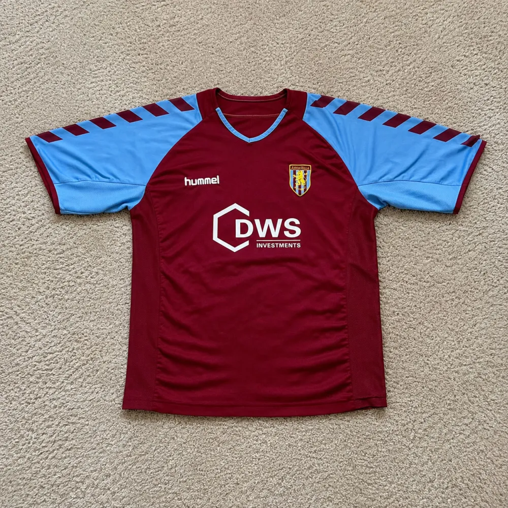 Front view of Aston Villa 2004/05 Hummel Home Shirt (DWS Investments) - Men's Large