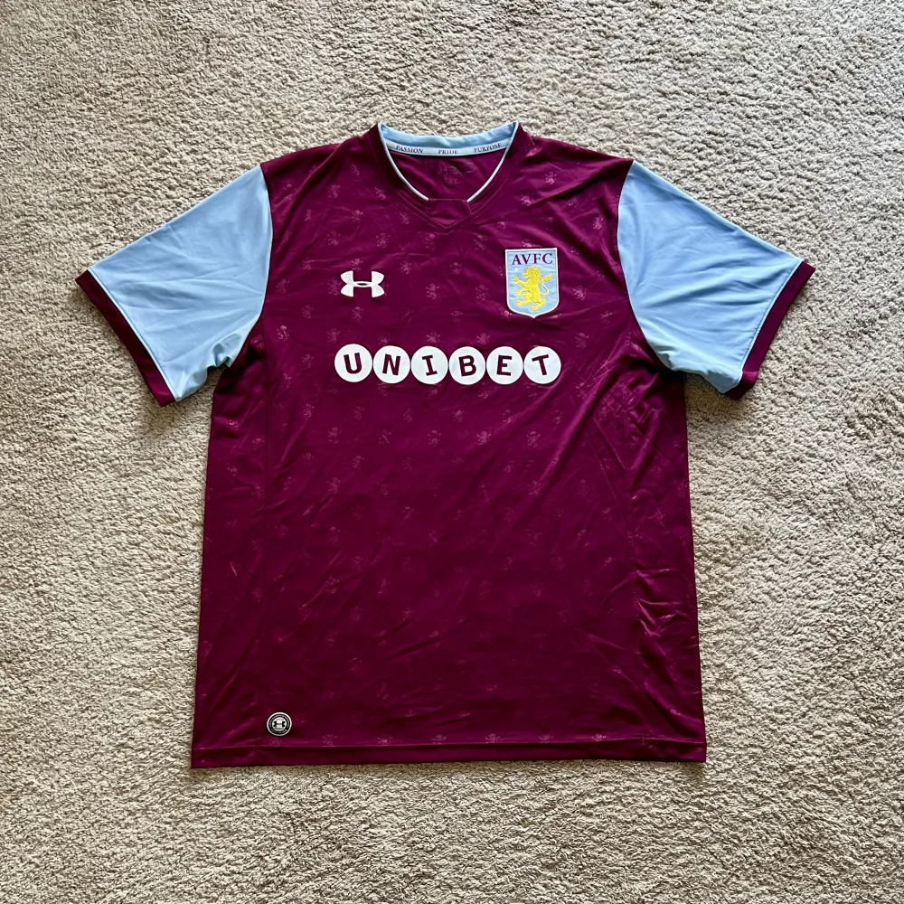 Front view of Aston Villa 2017/18 Under Armour Home Shirt (Unibet) - Men's XXL