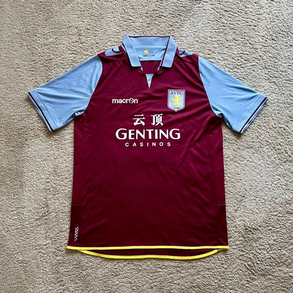 Front view of Aston Villa 2012/13 Macron Home Shirt (Genting Casinos) - Men's Large