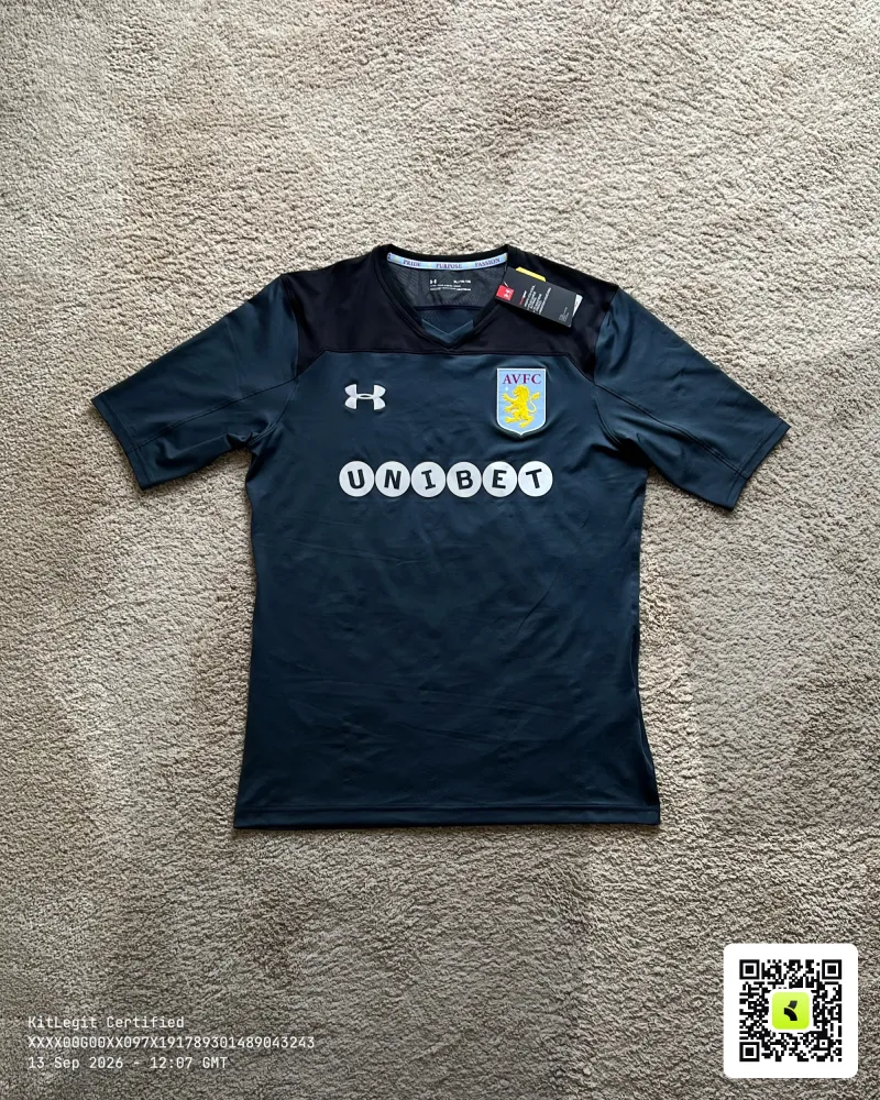 Front view of Aston Villa 2017/18 Under Armour Away Goalkeeper Shirt (Unibet) - Men's XL