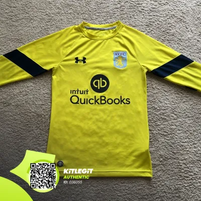 Front view of Aston Villa 2016/17 Under Armour Away Goalkeeper Shirt (QuickBooks) - Men's Small