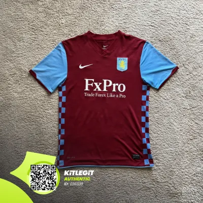 Front view of Aston Villa 2010/11 Nike Home Shirt (FX Pro) - Men's Medium