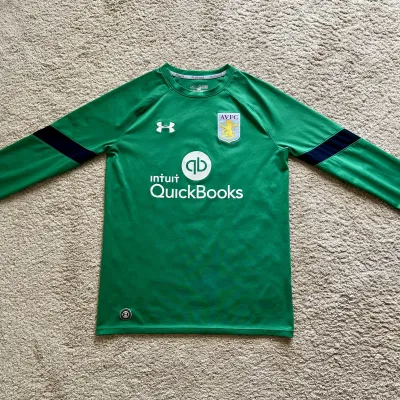 Front view of Aston Villa 2016/17 Under Armour Home Goalkeeper Shirt (QuickBooks) - Junior XL
