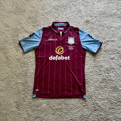 Front view of Aston Villa 2014/15 Macron Home Shirt (Dafabet) - Men's Medium