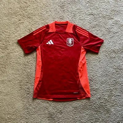 Front view of Aston Villa 2024/25 Adidas 4 Training Shirt - Men's Medium
