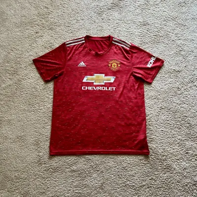 Front view of Manchester United 2020/21 Adidas Home Shirt (Chevrolet) - Men's XL