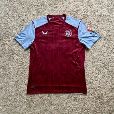 Front view of Aston Villa 2023/24 Castore Home Shirt - Men's Large