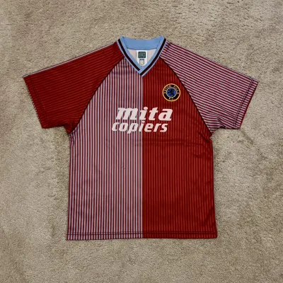 Front view of Aston Villa 1988/89 Score Draw Home Shirt (Mita Copiers) - Men's Medium