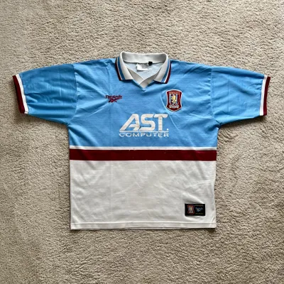 Front view of Aston Villa 1997/98 Reebok Away Shirt (AST Computers) - Men's XL