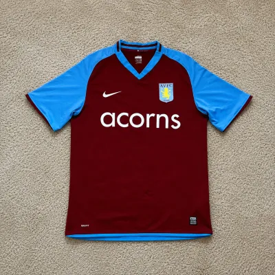 Front view of Aston Villa 2008/09 Nike Home Shirt (Acorns) - Men's Large