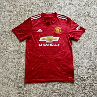 Front view of Manchester United 2020/21 Adidas Home Shirt (Chevrolet) - Men's Medium