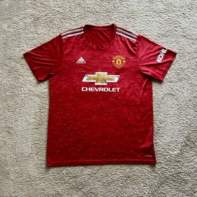Front view of Manchester United 2020/21 Adidas Home Shirt (Chevrolet) - Men's XL