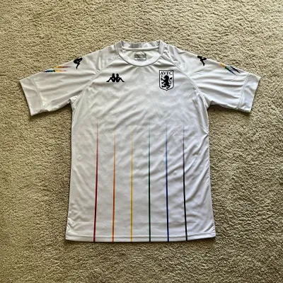 Front view of Aston Villa 2020/21 Kappa Pride Pre Match Shirt - Men's XL