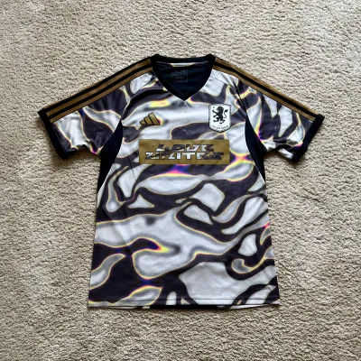 Front view of Aston Villa 2024/25 Adidas Pre-Match Pride 1 Shirt (Love Unites) - Men's Medium