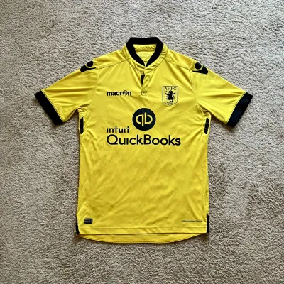 Front view of Aston Villa 2015/16 Macron Away Shirt (QuickBooks) - Men's Medium